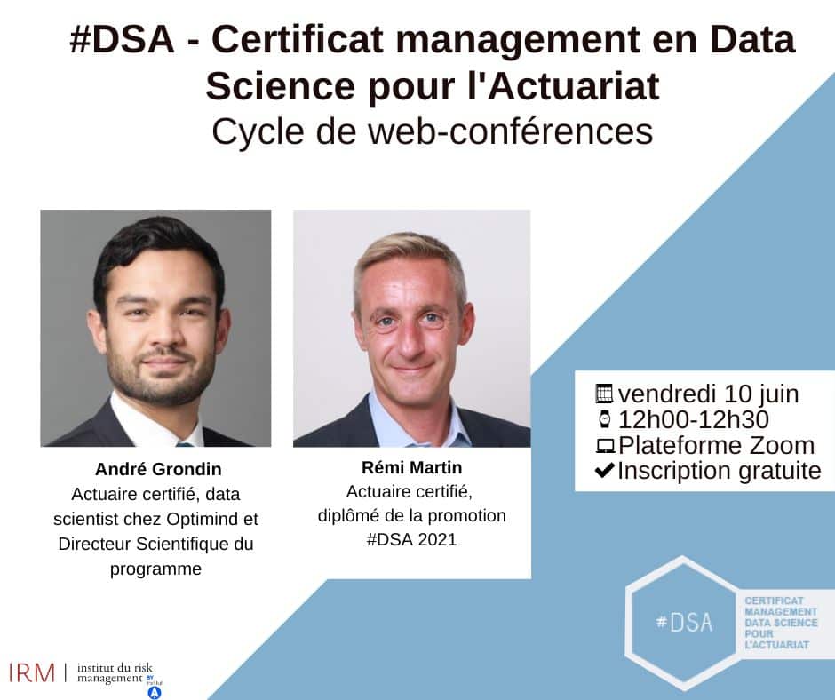 WEBINAIRE #𝗗𝗦𝗔-𝗖𝗲𝗿𝘁𝗶𝗳𝗶𝗰𝗮𝘁 𝗺𝗮𝗻𝗮𝗴𝗲𝗺𝗲𝗻𝘁 𝗲𝗻 𝗗𝗮𝘁𝗮 𝗦𝗰𝗶𝗲𝗻𝗰𝗲 𝗽𝗼𝘂𝗿 𝗹'𝗔𝗰𝘁𝘂𝗮𝗿𝗶𝗮𝘁