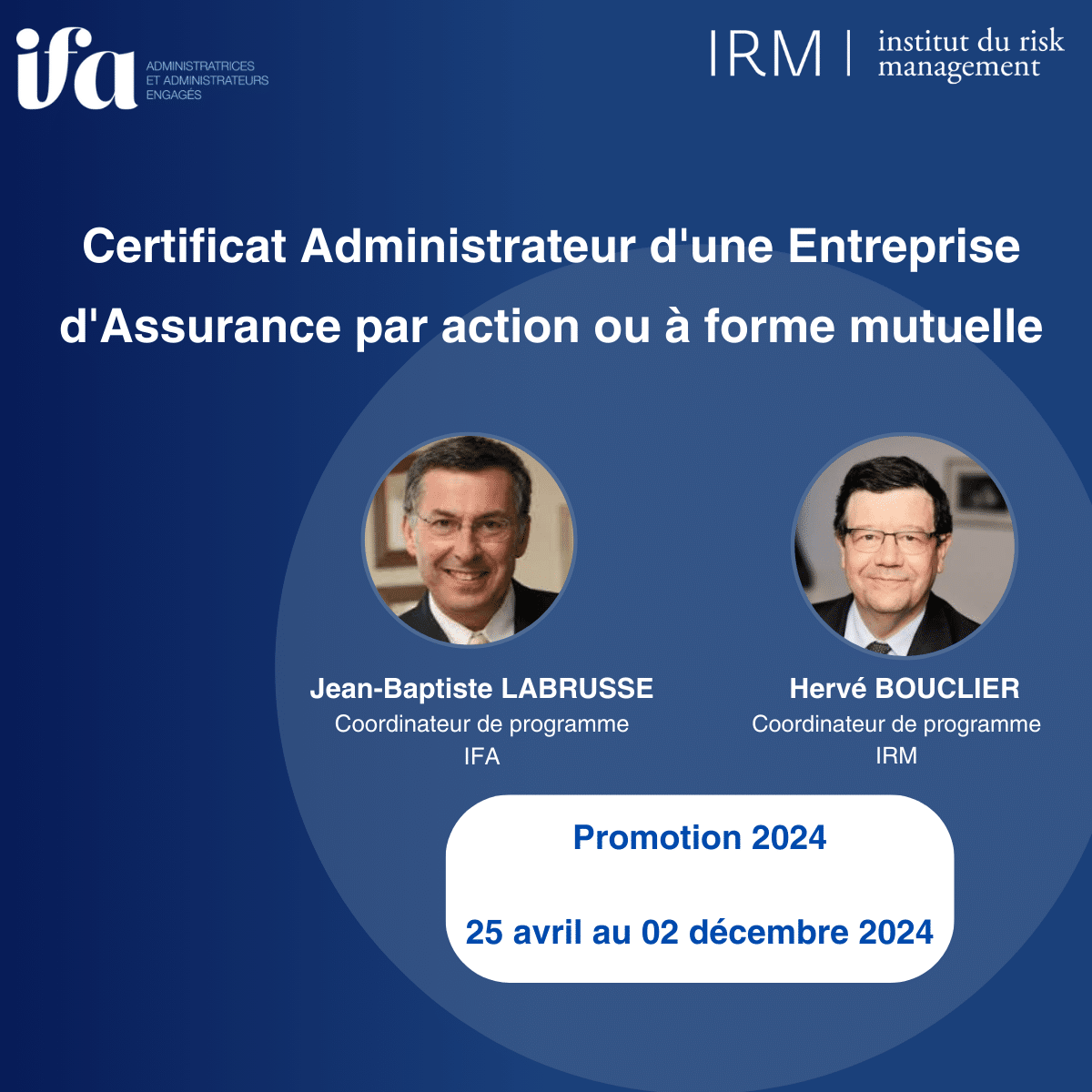 Inscription formation #CAEA - Certificat Administrateur d'une Entreprise d'Assurance par action ou &agrave; forme mutuelle 2024
