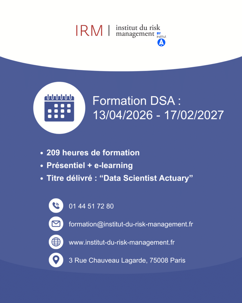 Des informations sur la fomation "Data Science pour l'Assurance" proposée par l'Institut du Risk Management.