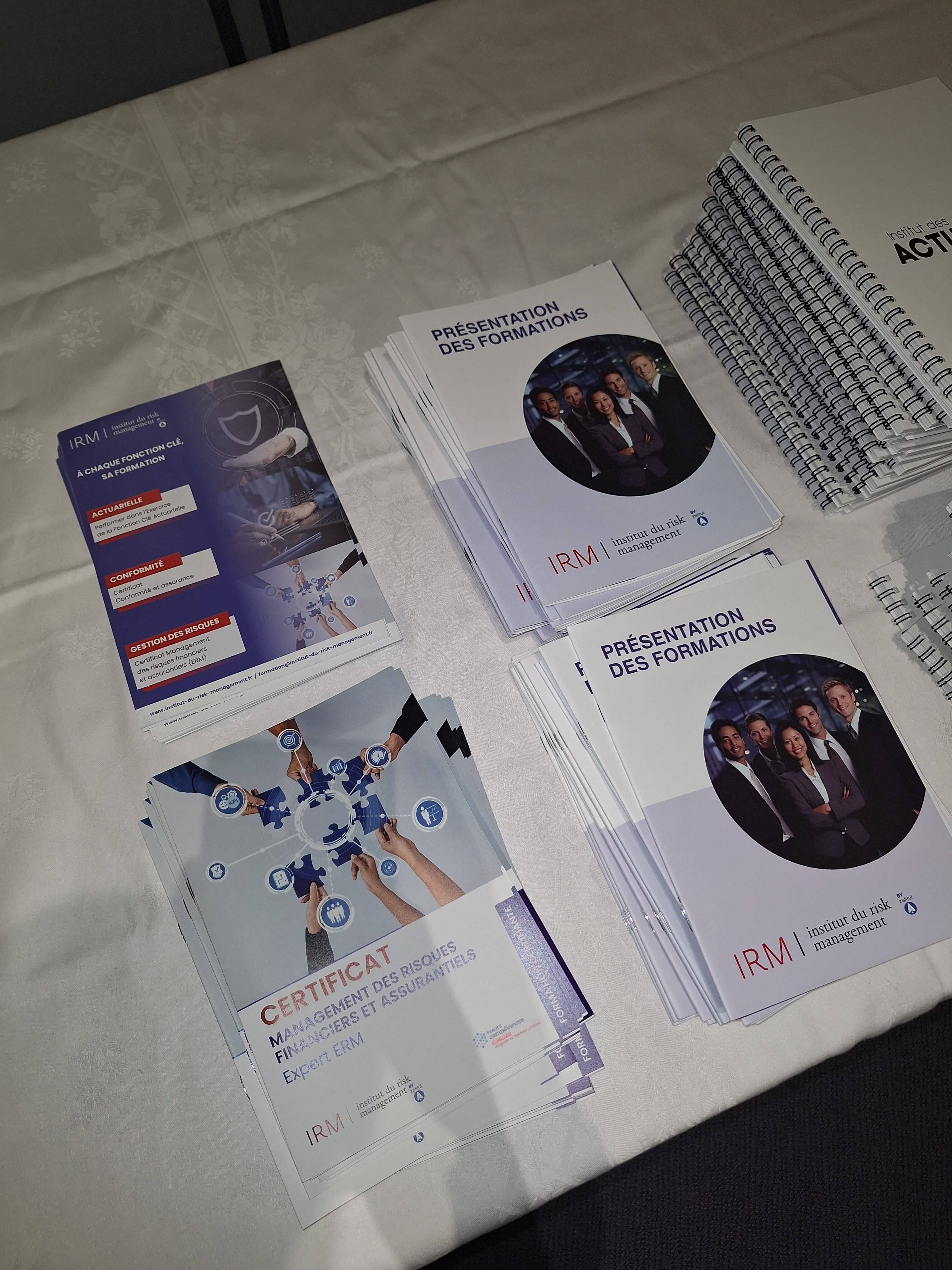 Des plaquettes et brochures de l'Institut du Rsik Management.